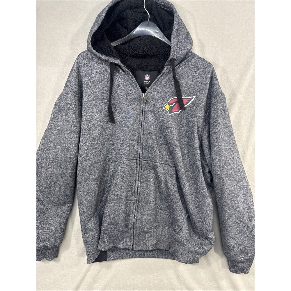 NFL ProLine Jacket Lg Black Specks Fleece Lined Zipup Hoodie Pockets Cardinals